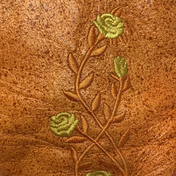 Lagarto Orange Yellow Embroidered Leather Point Toe Heeled Boots - Picture 12 of 12